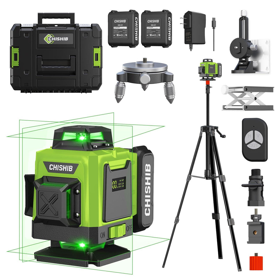 CHISHIB 16-Lines Green Laser Level Kit for precise indoor wall mounting