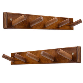 Chiumay teak wall hooks set for coats and towels with durable rustic appeal