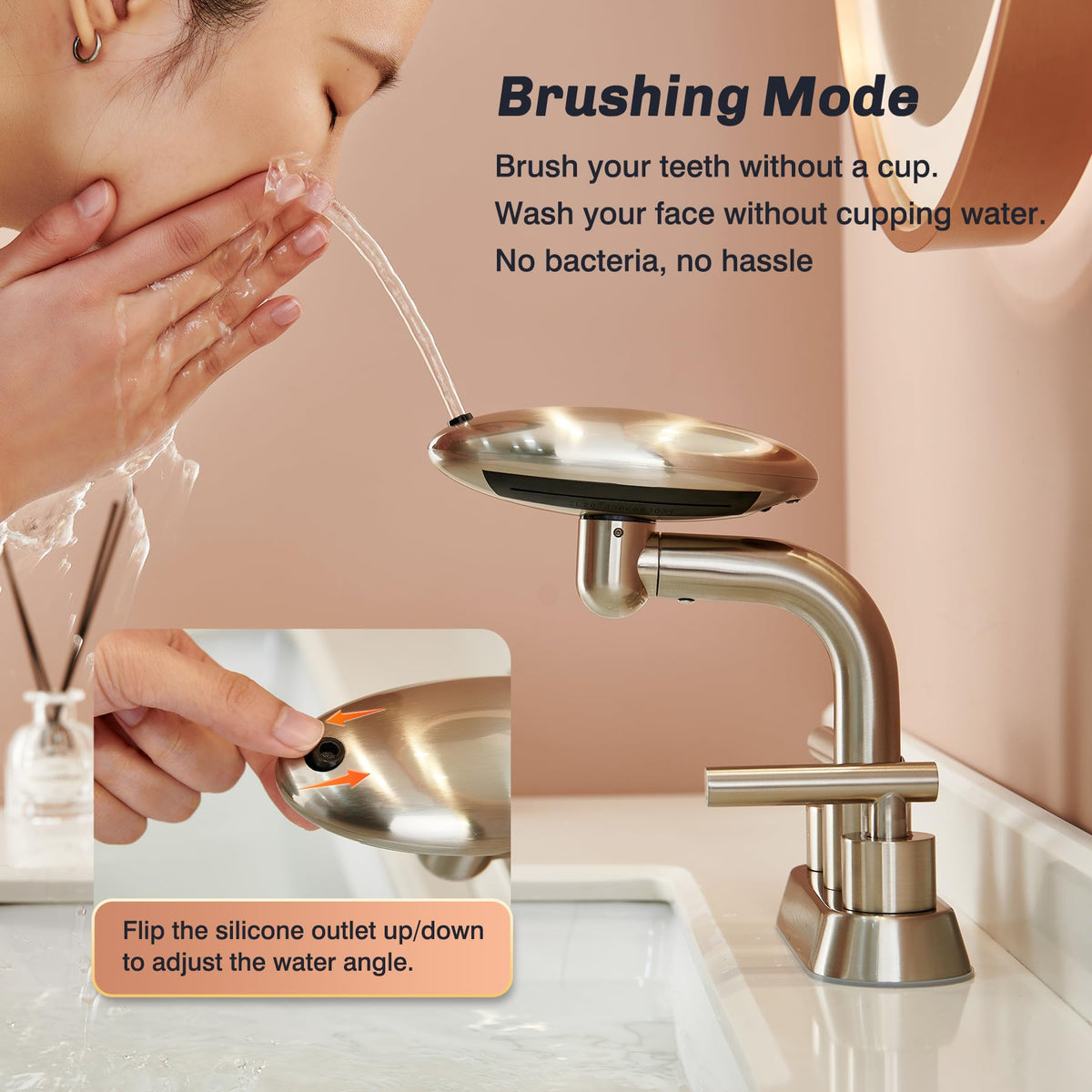 Chivina 360-degree swivel spout faucet supports easy access to the sink from every angle.