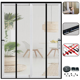 CHIYUNS double door mesh screen with magnets, 72x80, lets breeze in and blocks bugs.