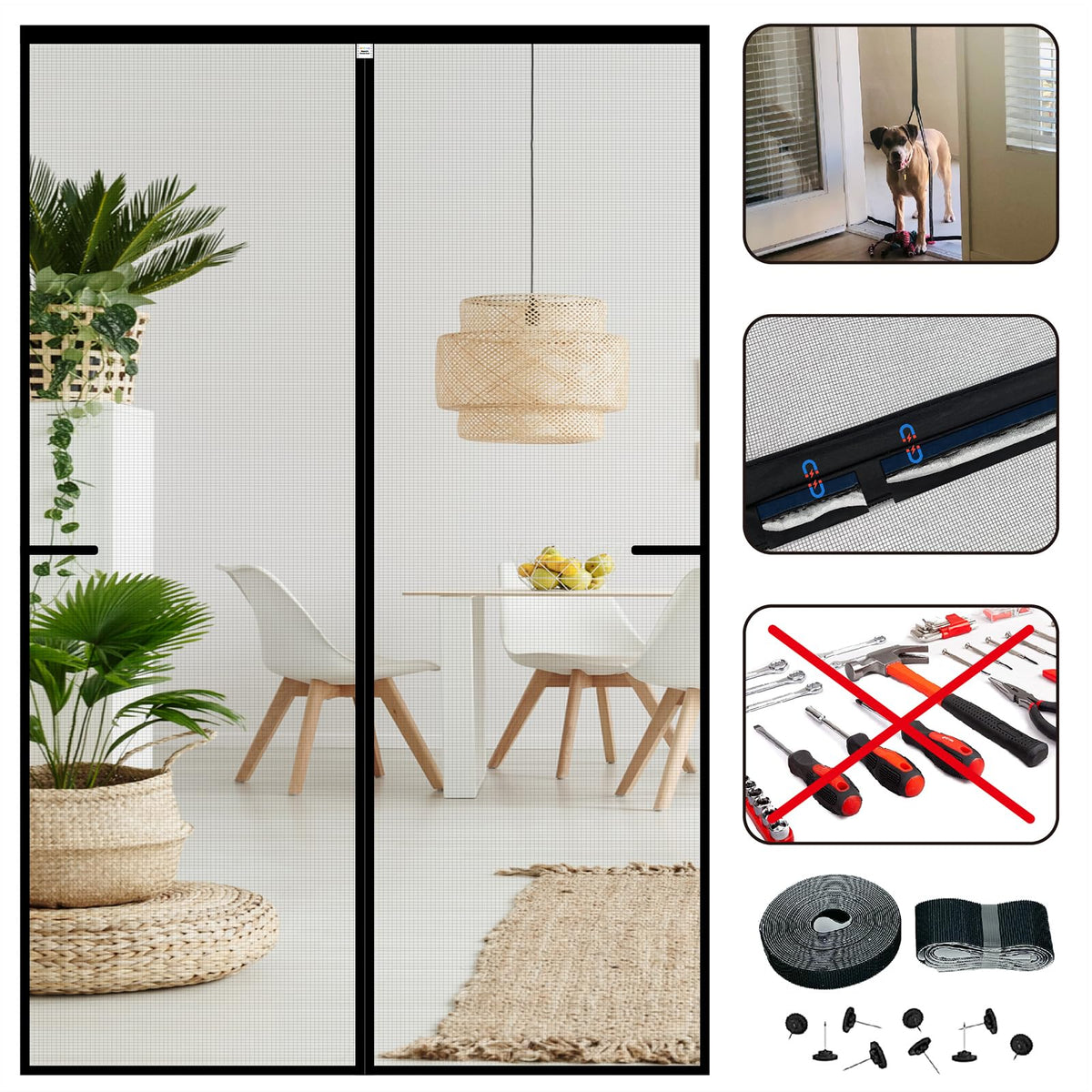CHIYUNS screen door mesh front view shows airy protection with clear outdoor scenery.