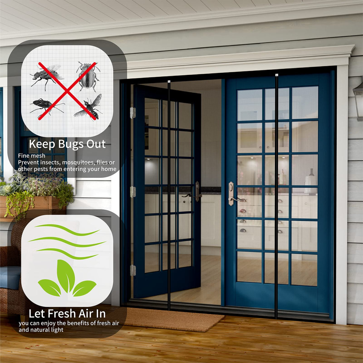 CHIYUNS self-closing magnetic closure screen ensures hands-free doorway passage.