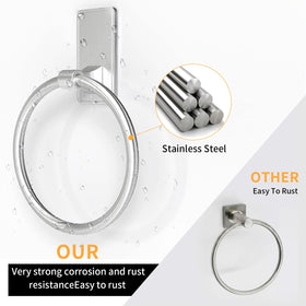 CHJgroup brushed nickel towel ring complements modern bathroom decor.