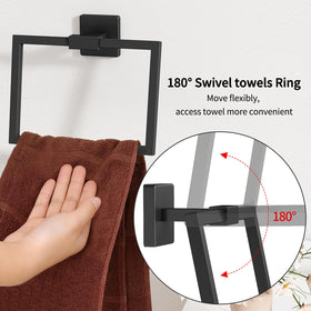 CHJgroup towel ring in stainless steel with black finish for durability