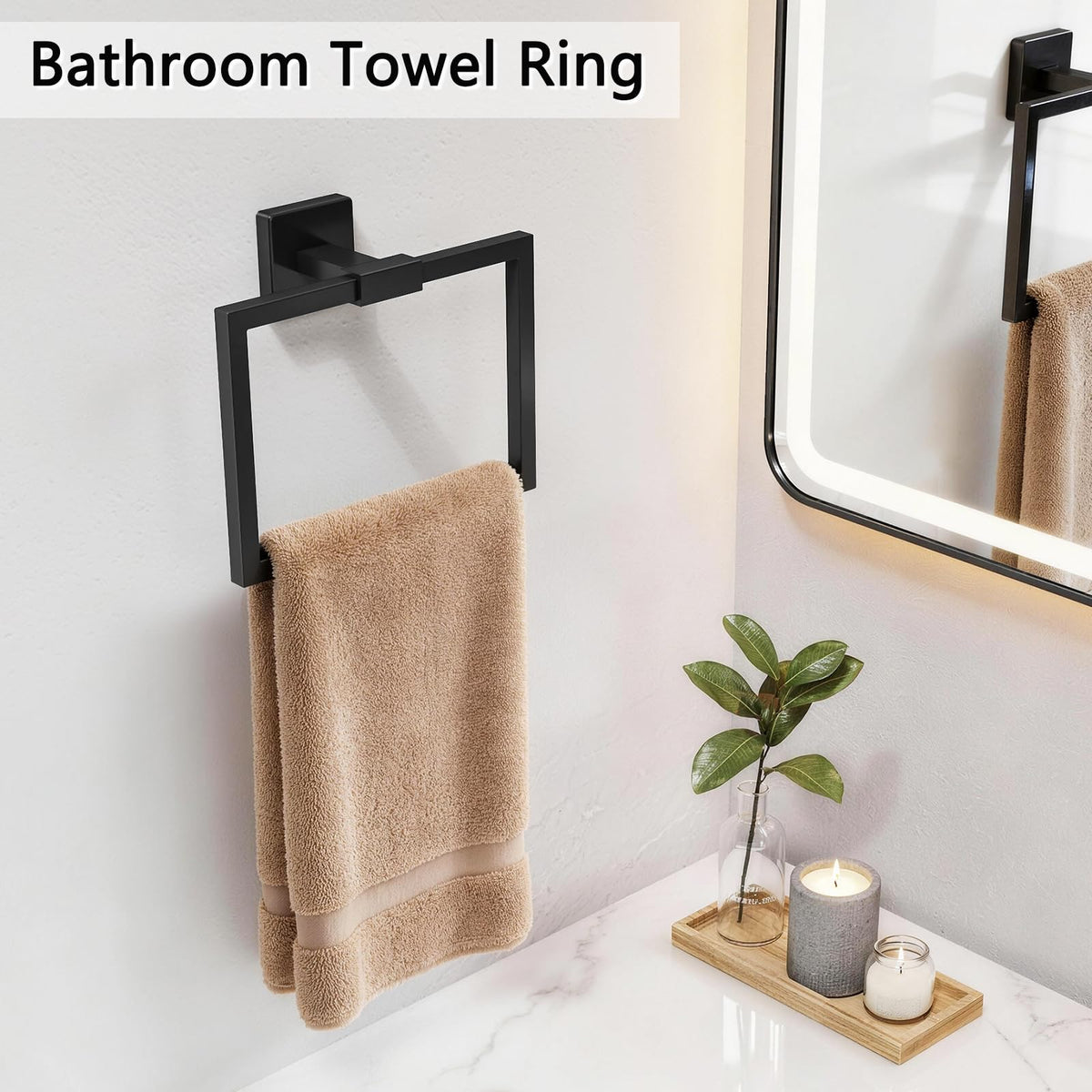CHJgroup heavy-duty rustproof black towel ring designed for long-term use