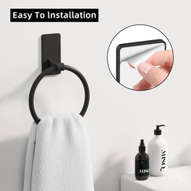 CHJgroup towel ring shows 180-degree rotation for flexible towel hanging.