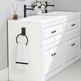 CHJgroup towel ring offers a no-drill adhesive option for light bathrooms.