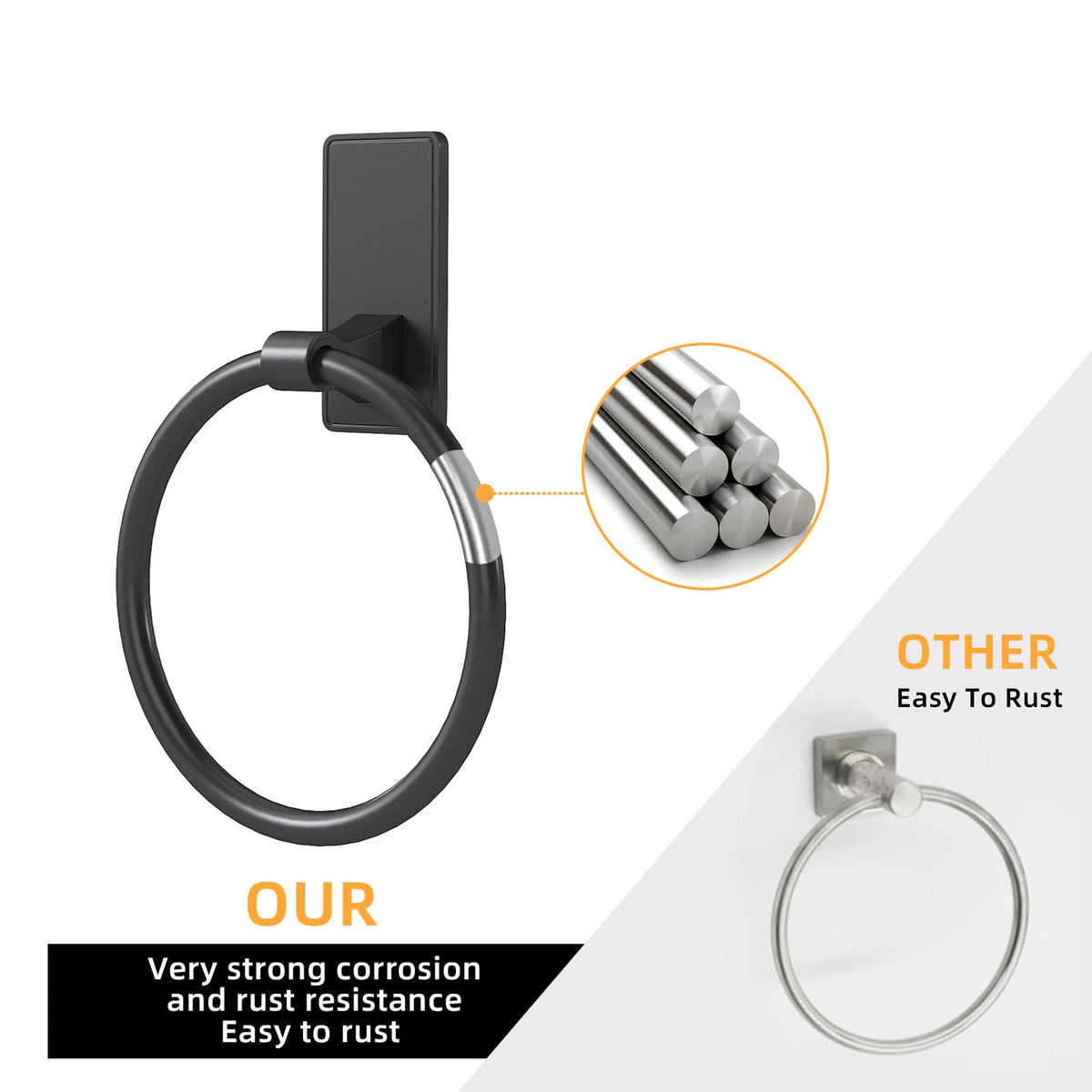 CHJgroup towel ring crafted from 304 stainless steel for durability.