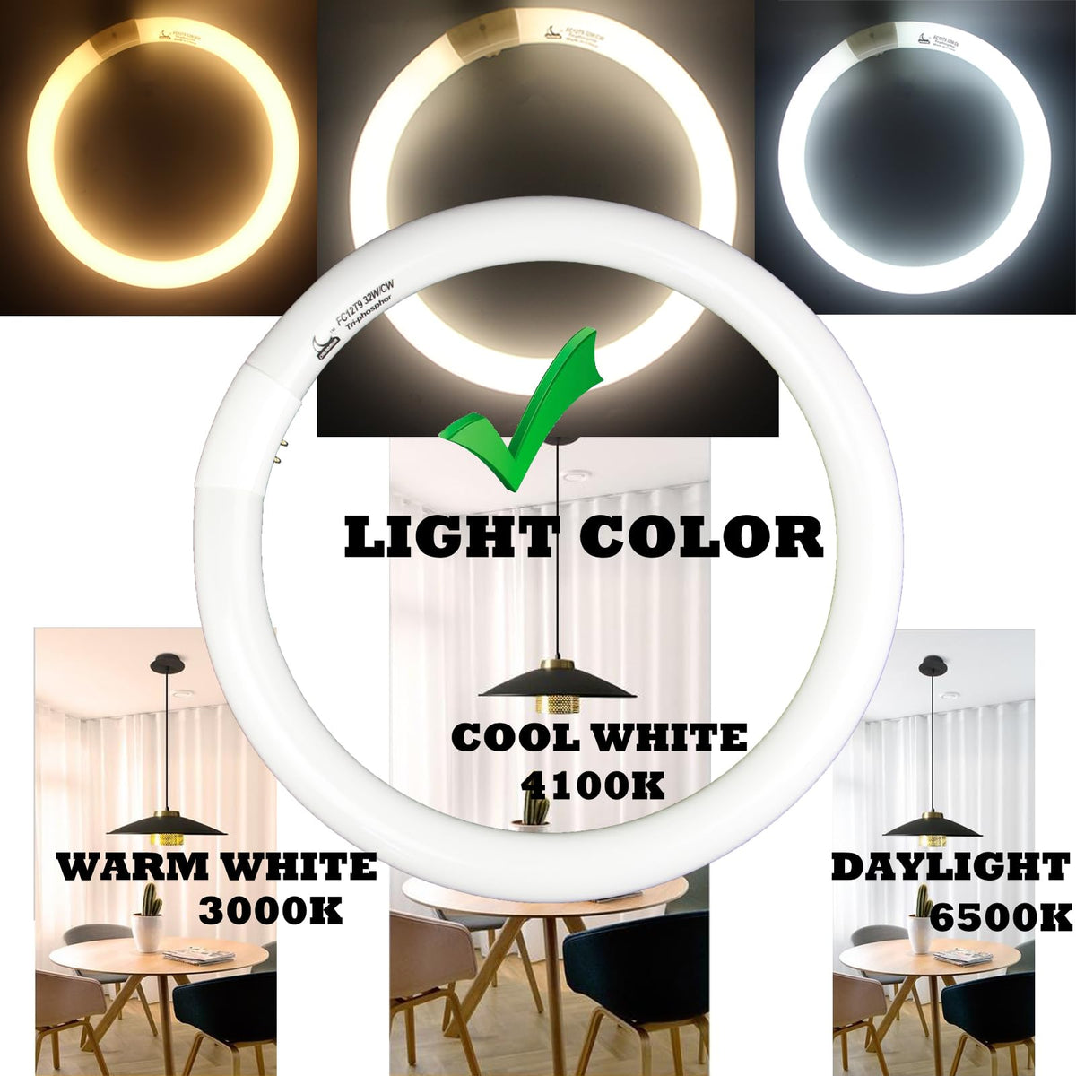 CHKADAWA 12-inch T9 circular bulb showing even 4100K cool white light
