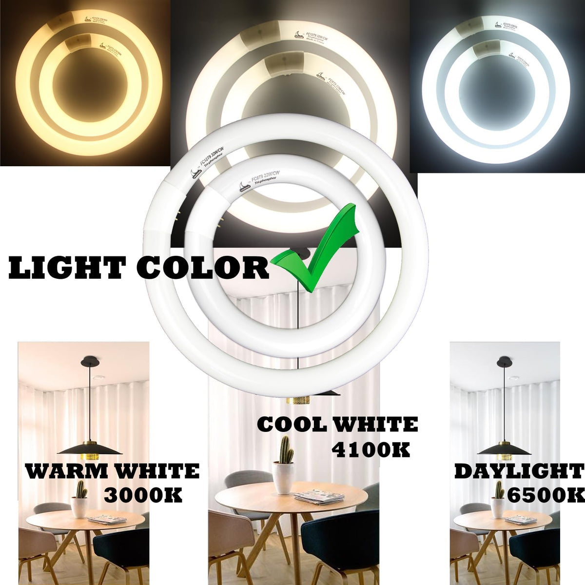 CHKADAWA 12-inch Circline bulb, 32W, ideal for bathrooms and kitchens.