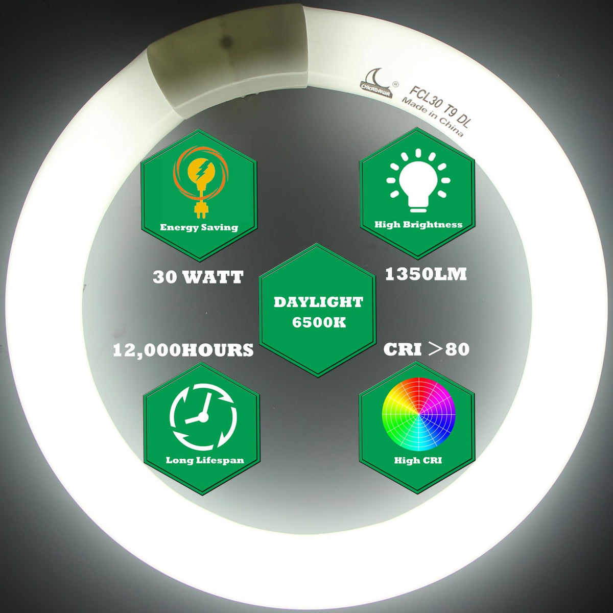 CHKADAWA 30W circular fluorescent bulb provides bright, energy-efficient illumination.