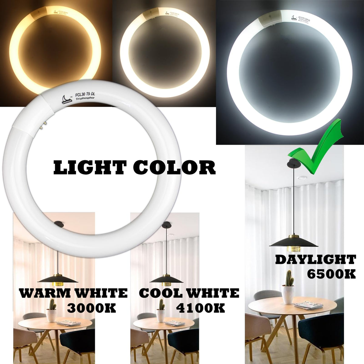 CHKADAWA daylight 6500K bulb ideal for kitchens and baths.