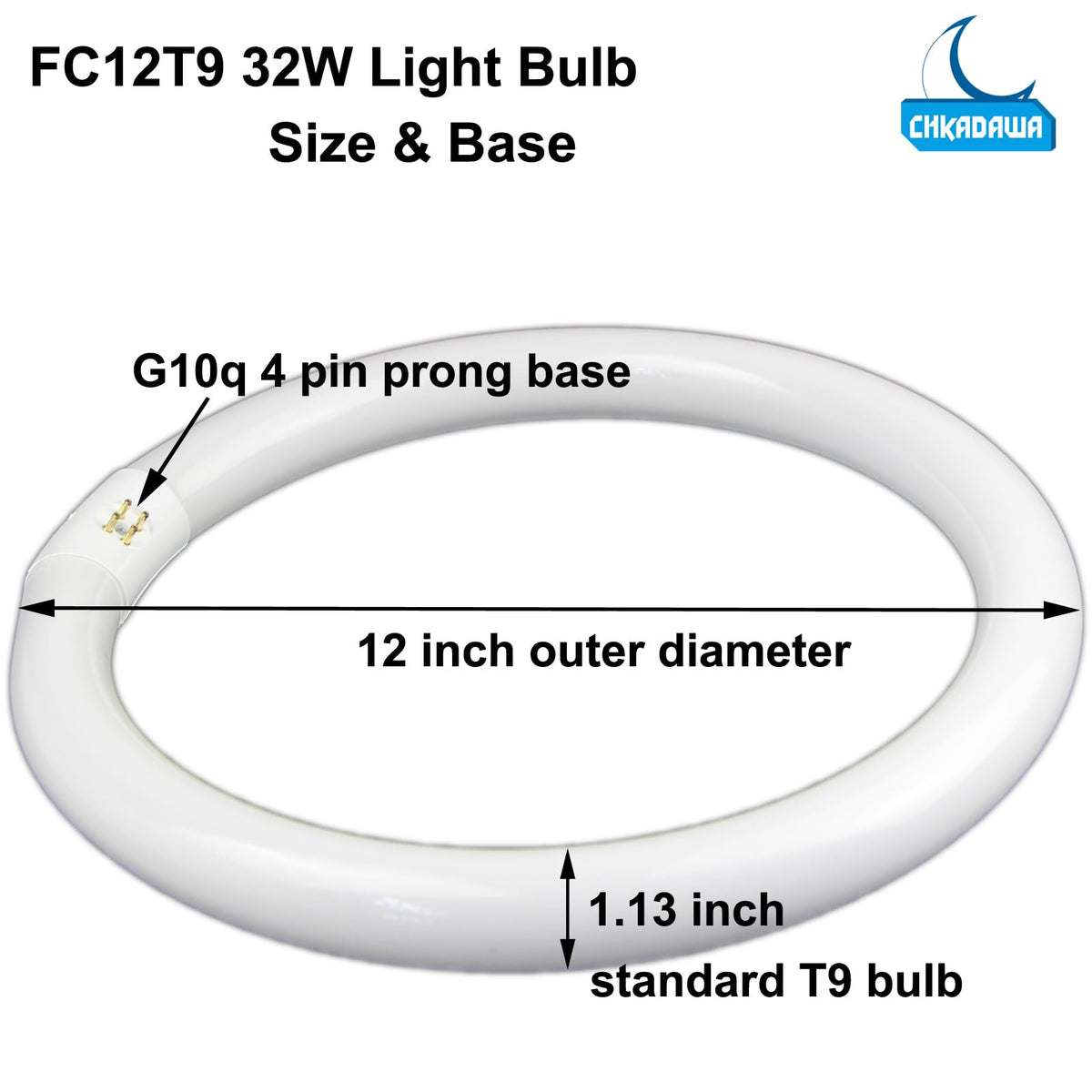 Chkadawa FC12T9 32W bulb installed in a round ceiling fixture for even coverage.