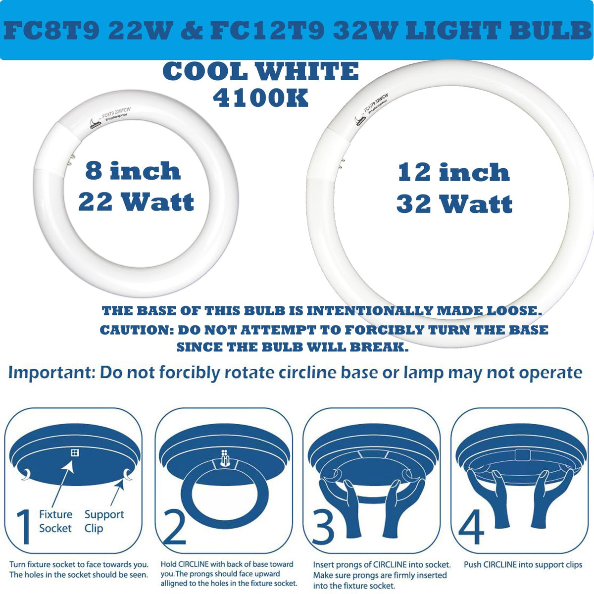 CHKADAWA FC8T9 22W bulb, four-pin G10q base, replacement option.