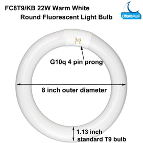 CHKADAWA FC8T9 8in bulb 22W ideal for kitchen ceiling fans