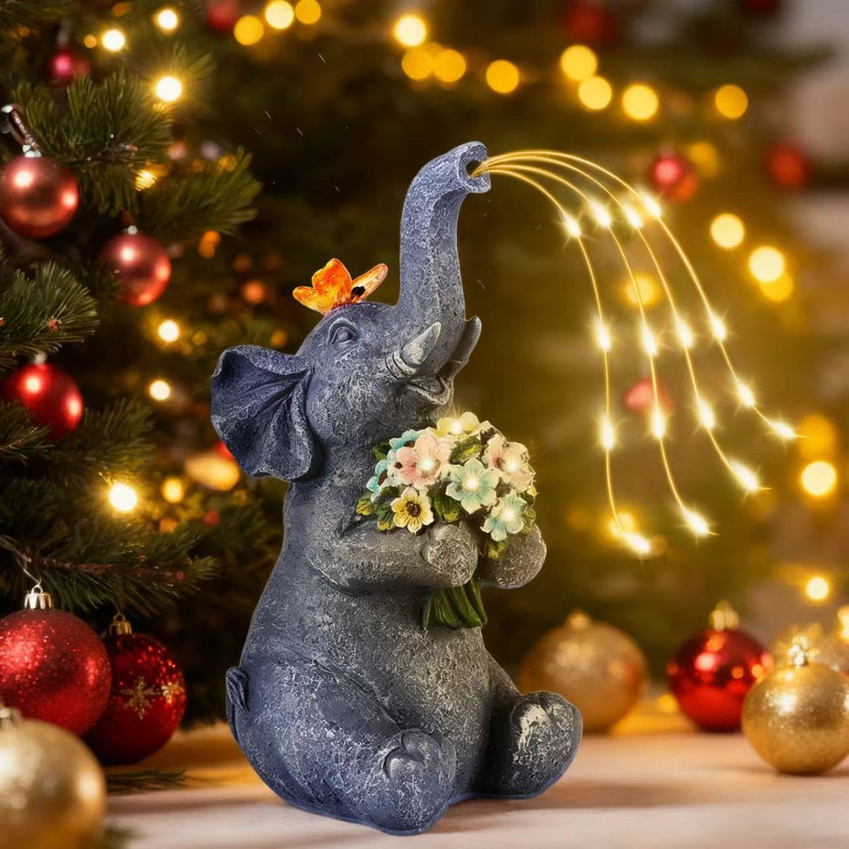ChlinHuoho fairy garden elephant lamp enhances mini landscapes and plant pots.