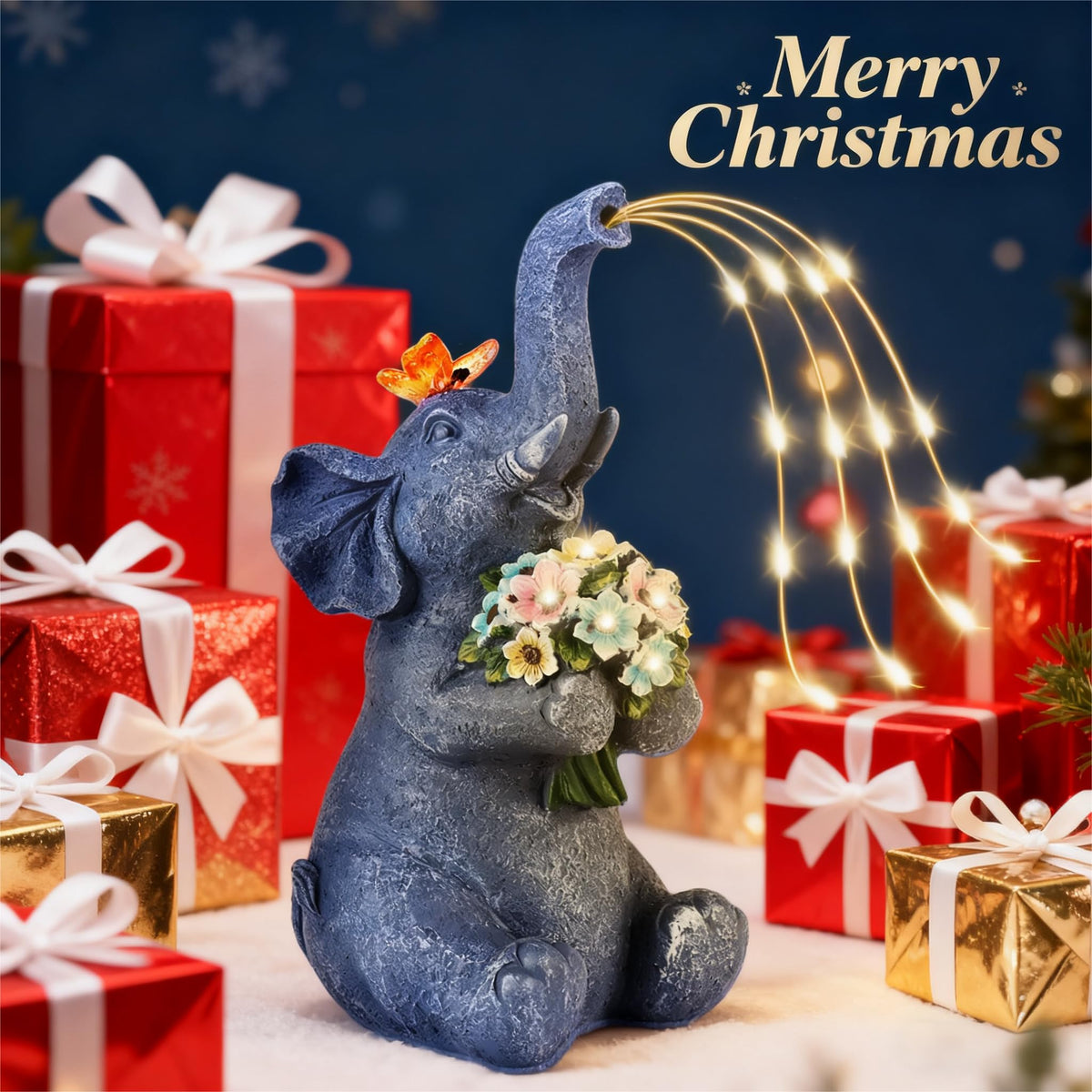 ChlinHuoho outdoor elephant garden decor adds whimsy to patios and flowerbeds.