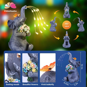 ChlinHuoho porch accent elephant statue decor for steps and balcony corners.