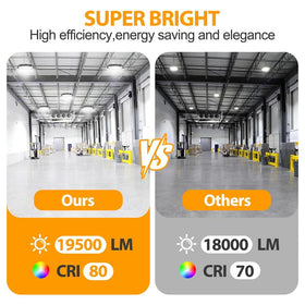 CHMLT LED high bay light indicates 6000K daylight color for accurate task lighting.