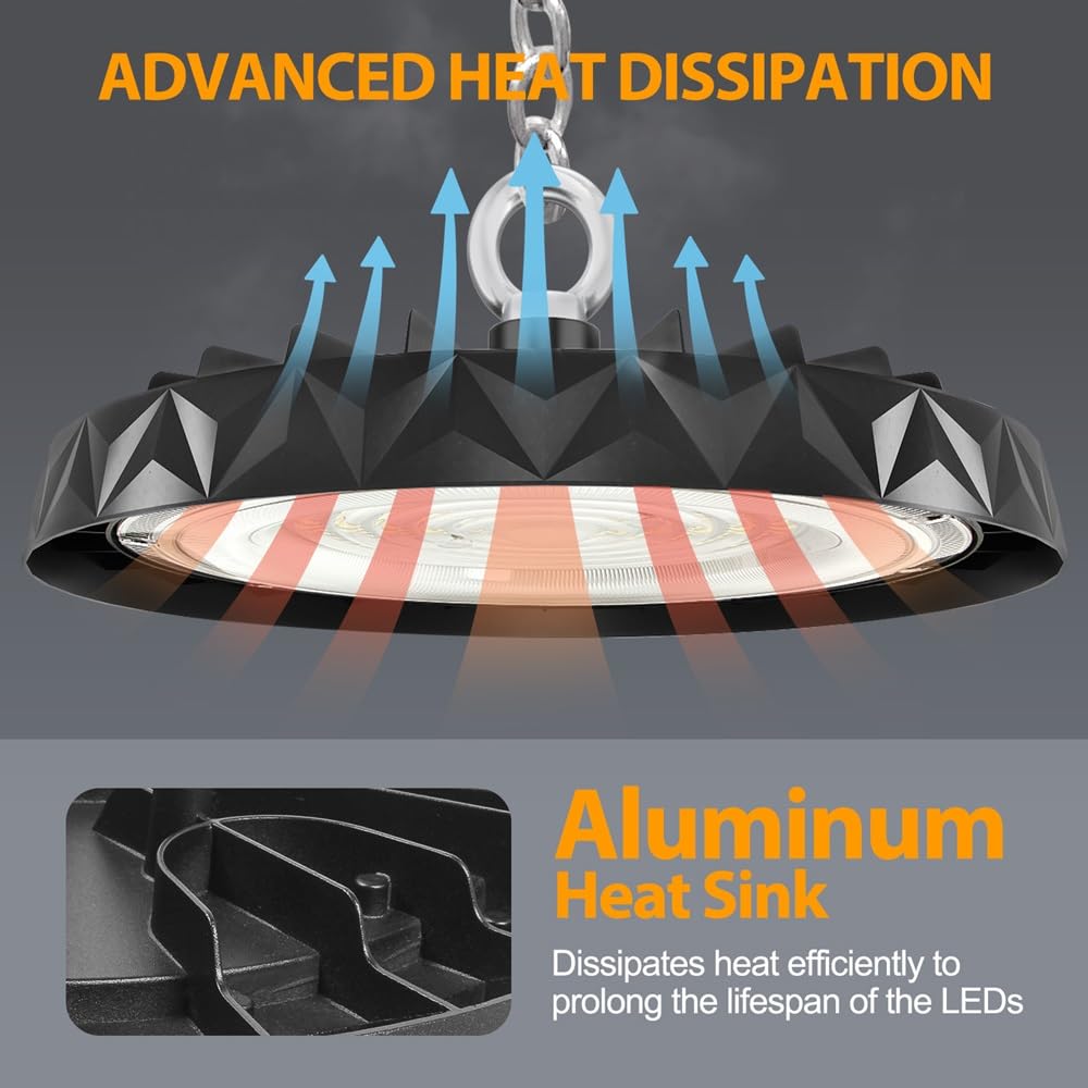 CHMLT LED high bay light includes mounting hardware for quick installation.