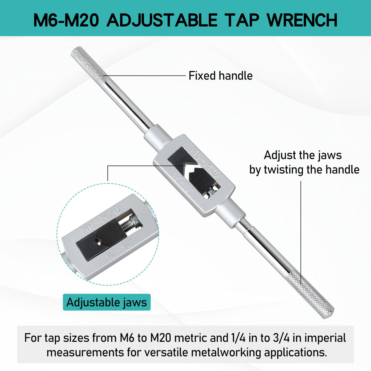 CHNPLUM adjustable tap wrench wide jaw opening enables firm grip on varied taps.