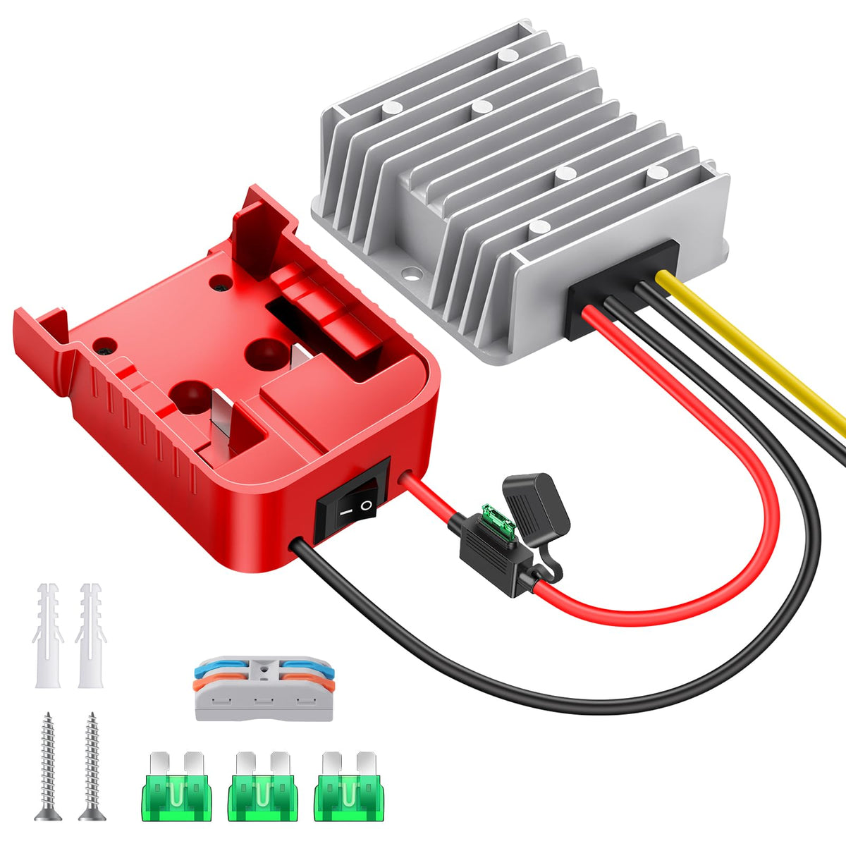 CHoiKWong battery adapter for Milwaukee M18 packs delivering secure 12V output.