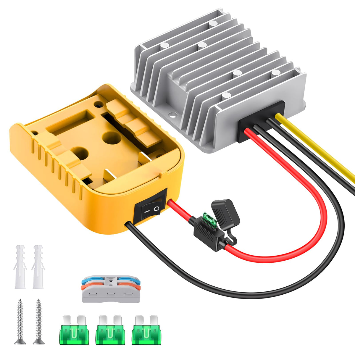 CHoiKWong battery adapter securely fits a Dewalt 20V battery for quick setup