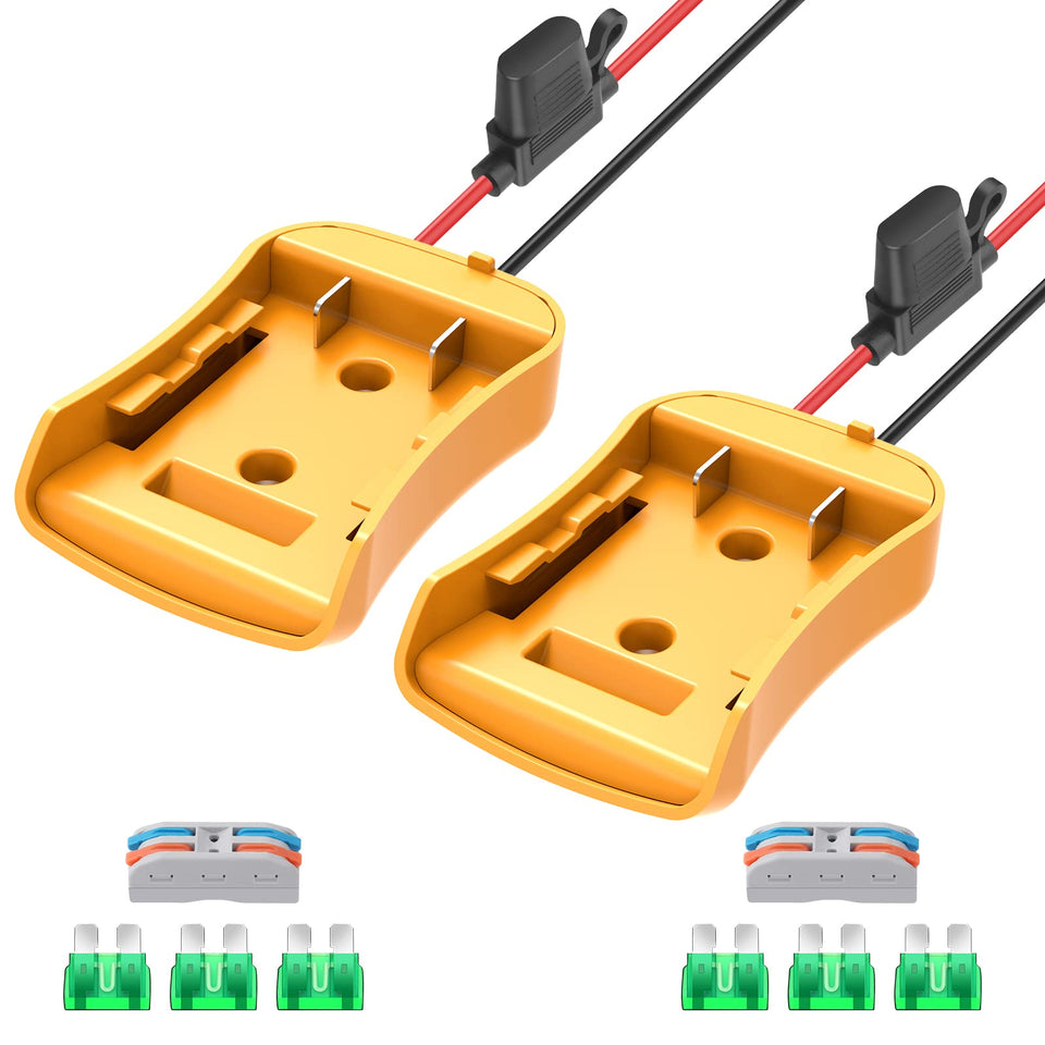 CHoiKWong power wheel adapter shows Dewalt 20V compatibility for RC toys.