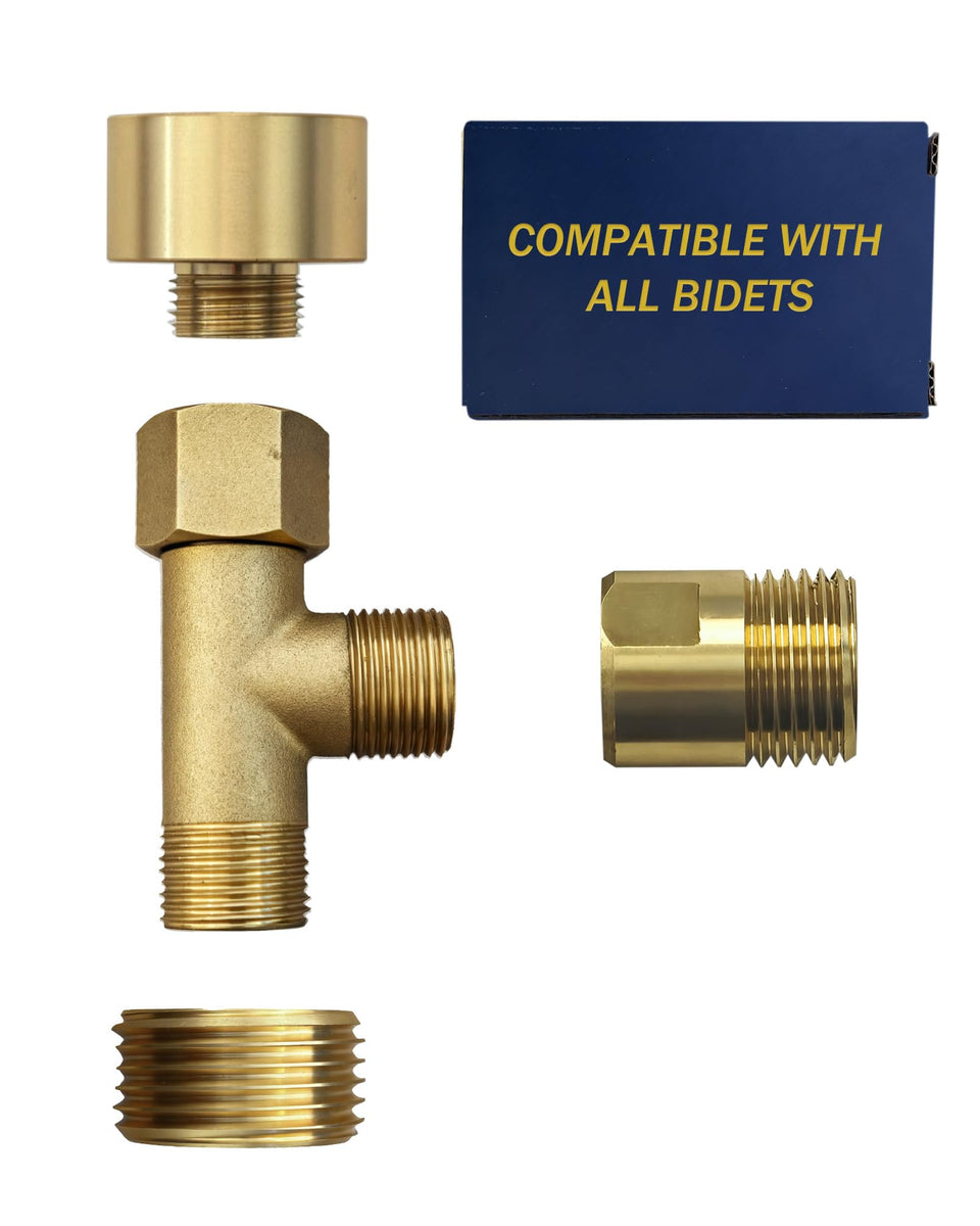 CHOMLEY universal bidet T-adapter brass body for durable connections