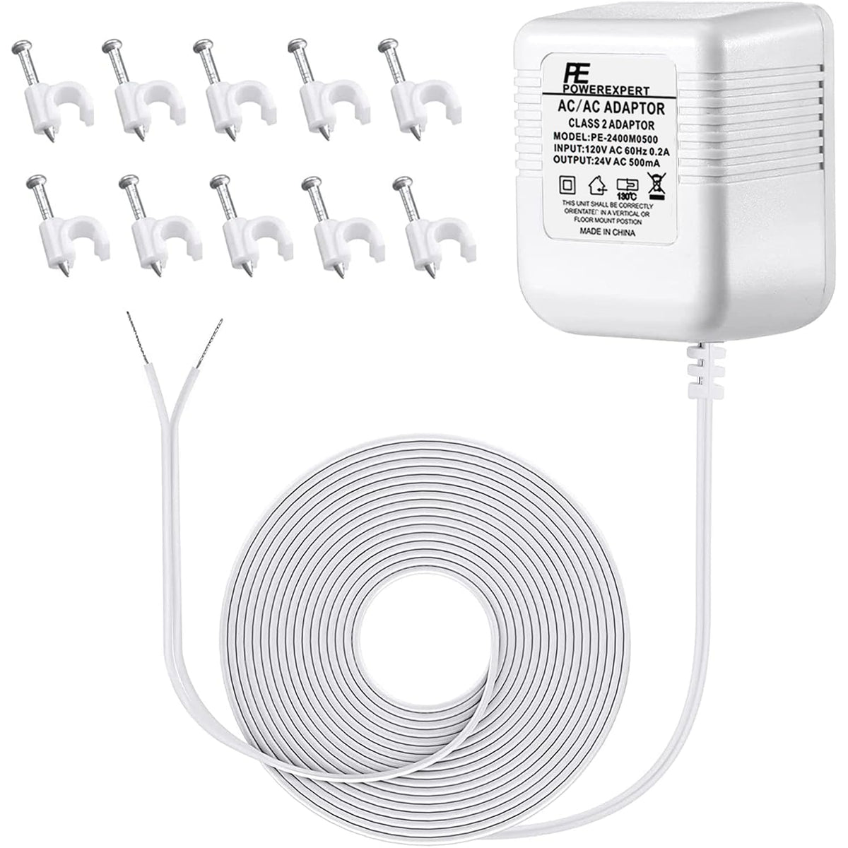 ChooKaChoo packaging shows adapter and 10 cable clips.