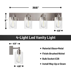 Chosenior bathroom light with clear glass and brushed nickel finish provides contemporary glow
