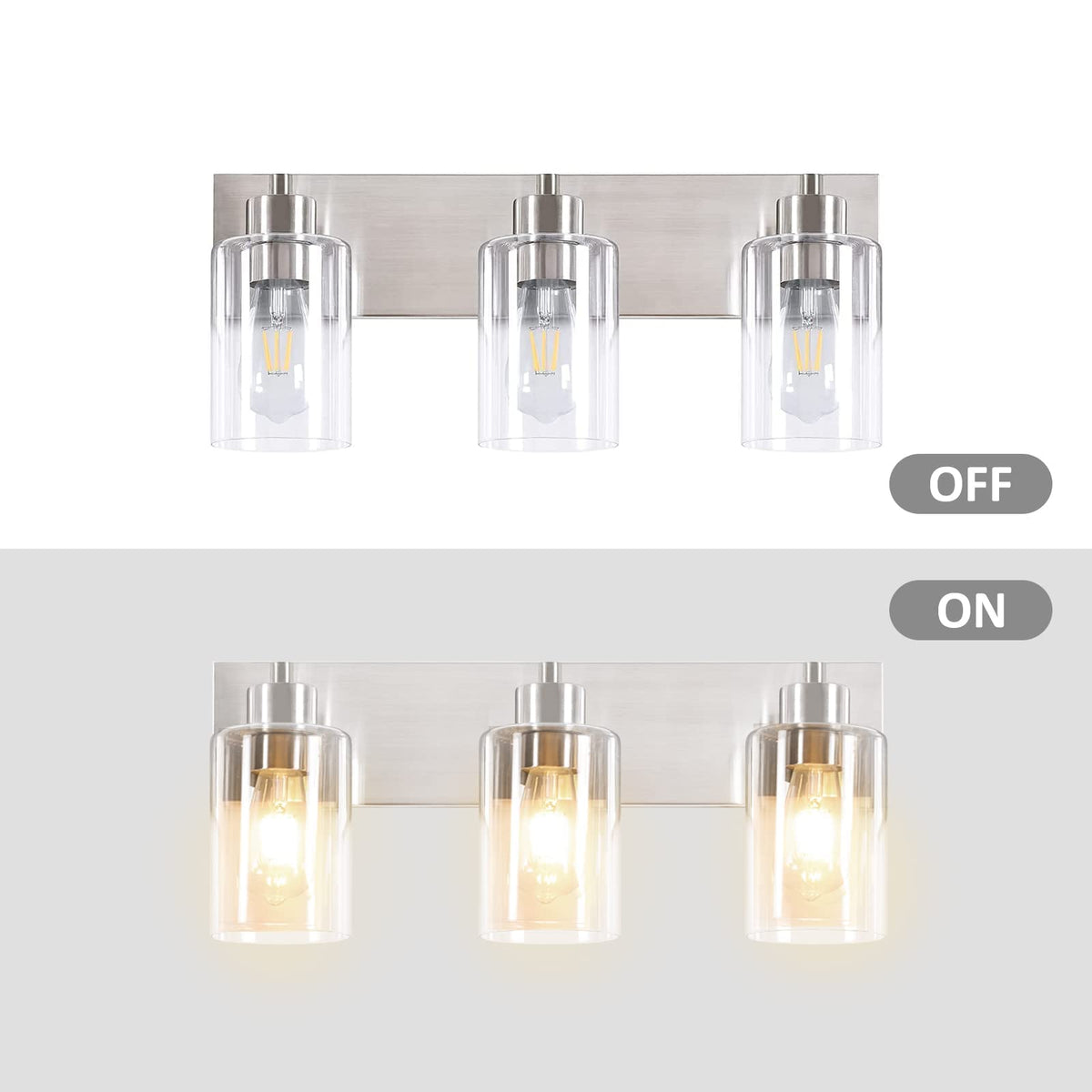Chosenior clear-glass shade detail showcases bright, even light distribution.