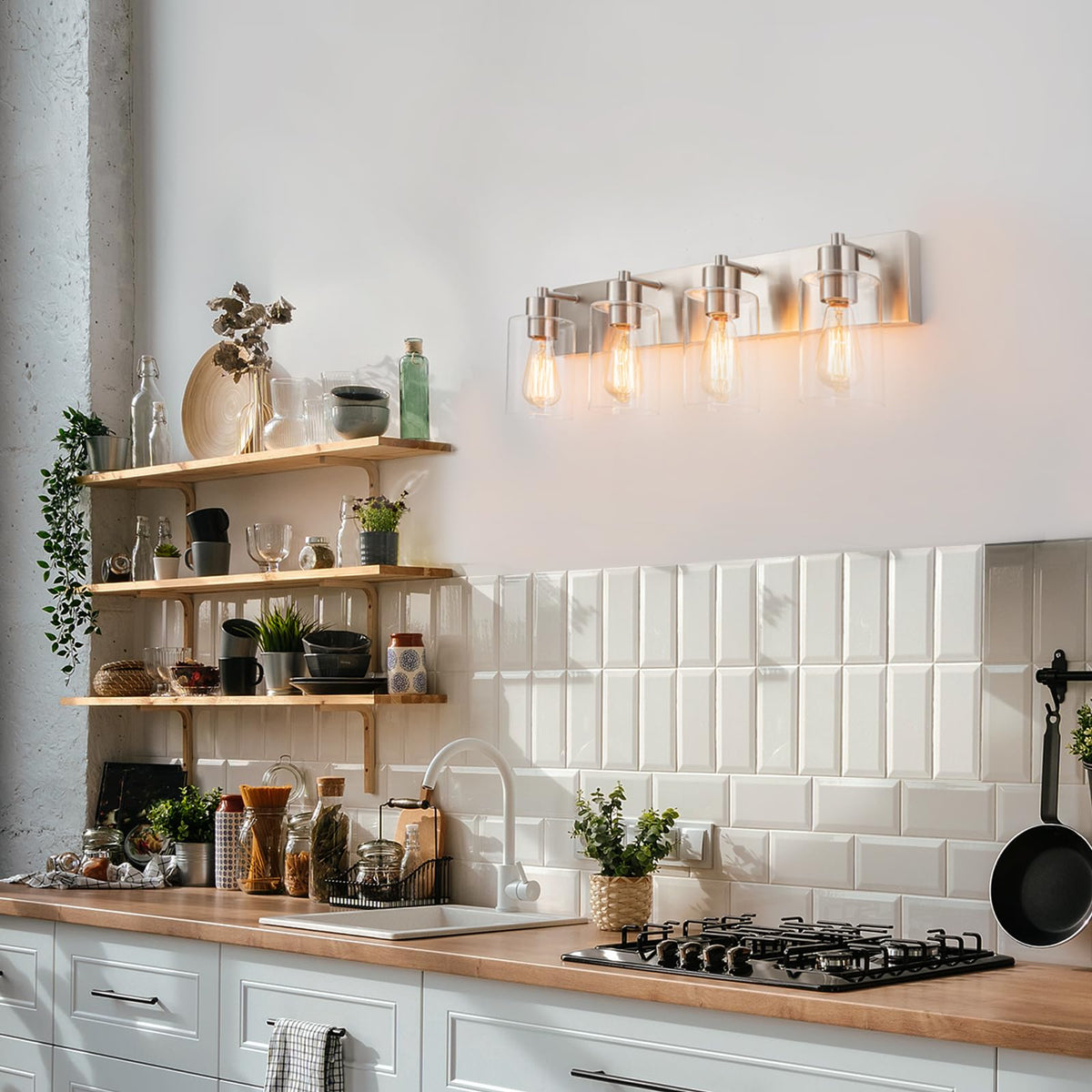 Chosenior 4-light bath fixture offers versatile up-or-down mounting