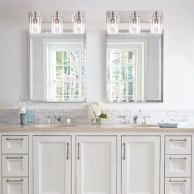 Chosenior vanity light over mirror provides broad illumination for grooming tasks.