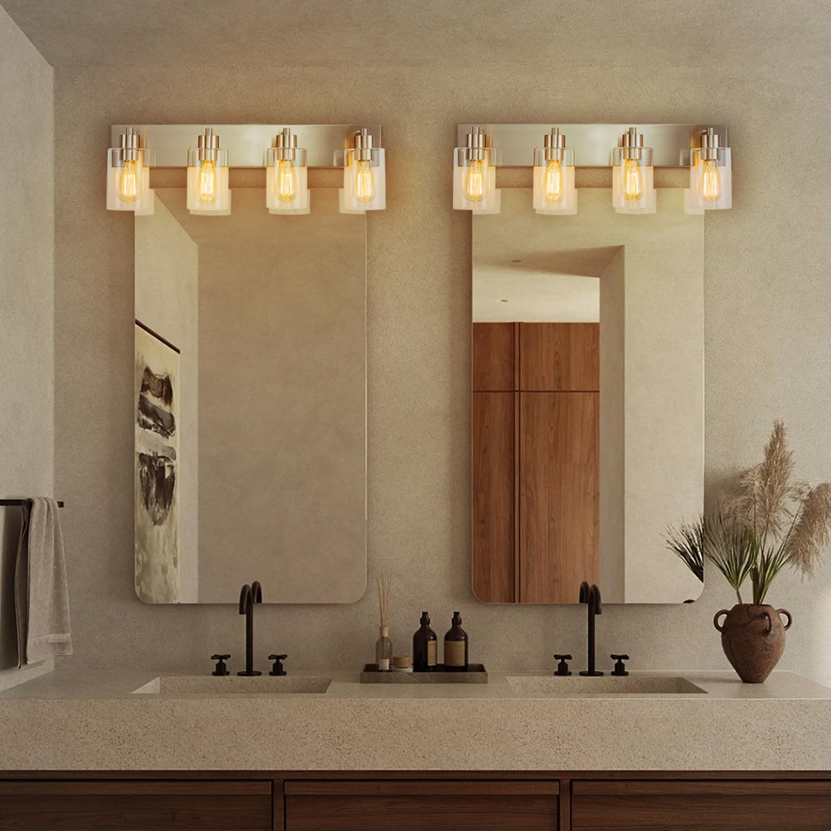 Chosenior wall-mounted brushed nickel bath light designed for wet locations