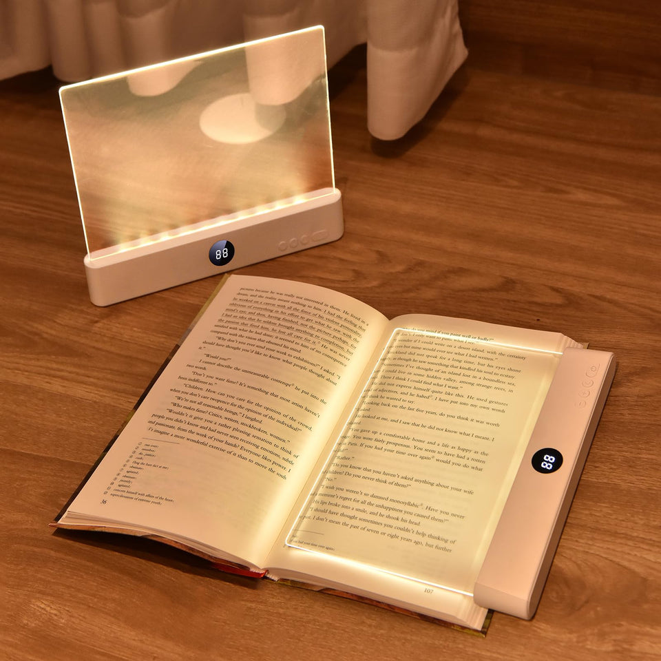 Choudao Tech LED Book Light in setup mode for bedtime reading and soft ambience.