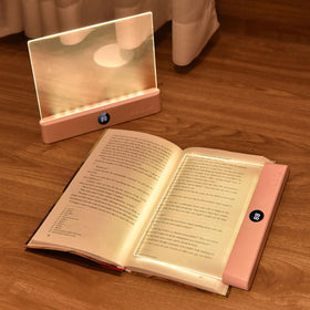 Choudao Tech LED 2-in-1 pink book light on bedside table for easy bedtime reading