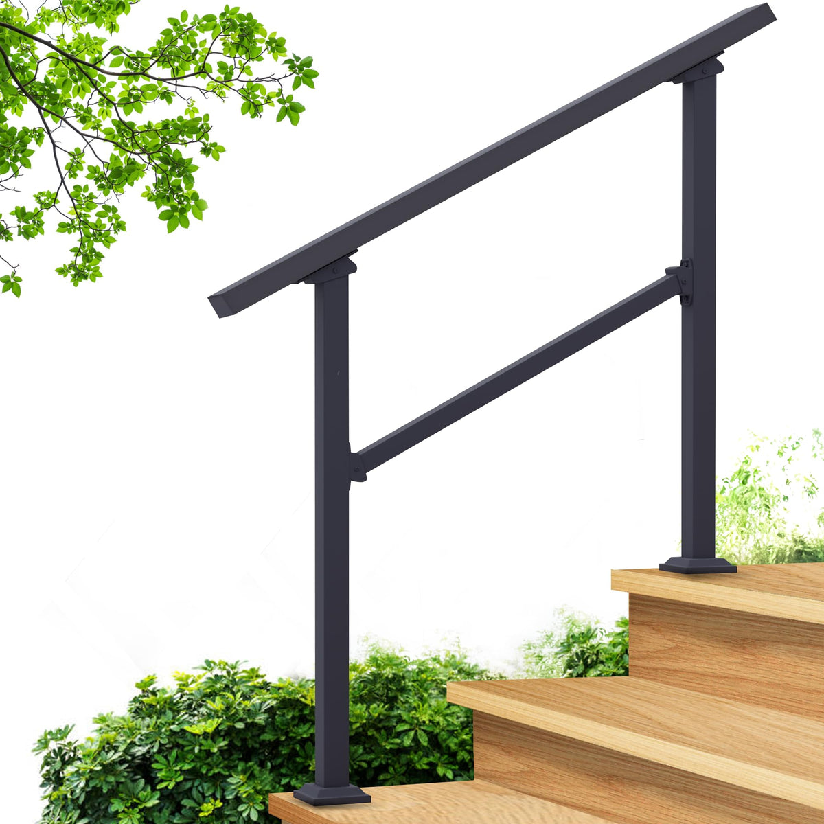 CHR CR Fence and Rail 2-3 Step Stair handrail installed on porch offers sturdy entry support.