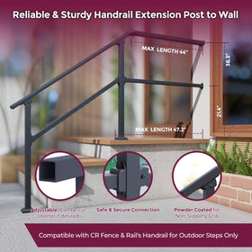 CHR handrail wall extension showing 4ft reach and secure fit.