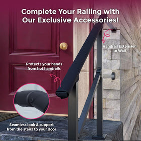 CHR Outdoor stair railing kit with included connectors and hardware.