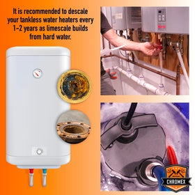 Chromex instruction infographic emphasizes easy, 30-minute flush process.