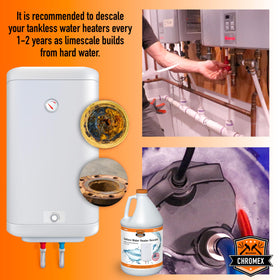 Safety precautions label for Chromex descaler usage