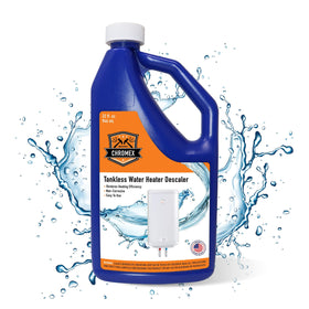 Chromex descaler label close-up highlights formulation for maintenance