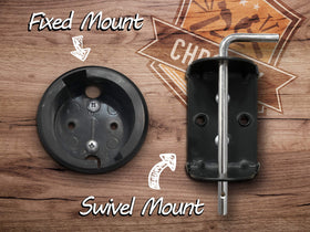 Chromex wall-mount bracket fixed to surface for secure cord management.