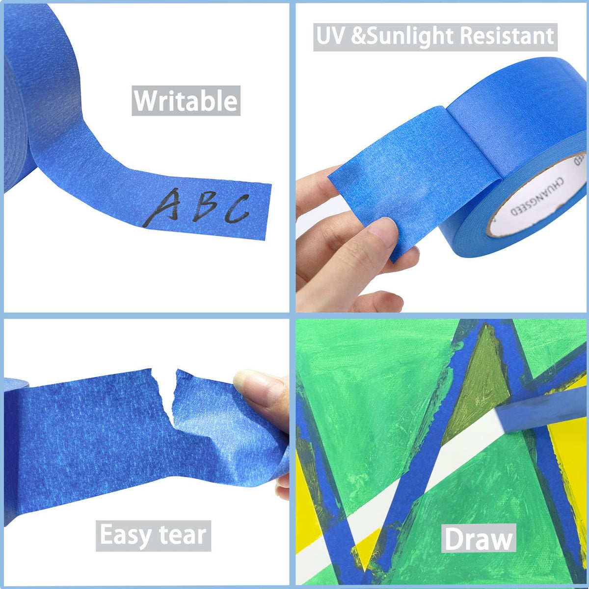 CHUANGSEED painter's tape adheres firmly to multiple surfaces during masking.