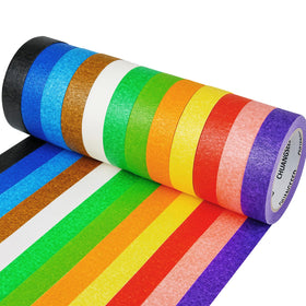 CHUANGSEED rainbow masking tape 12 rolls for classroom labeling and crafts