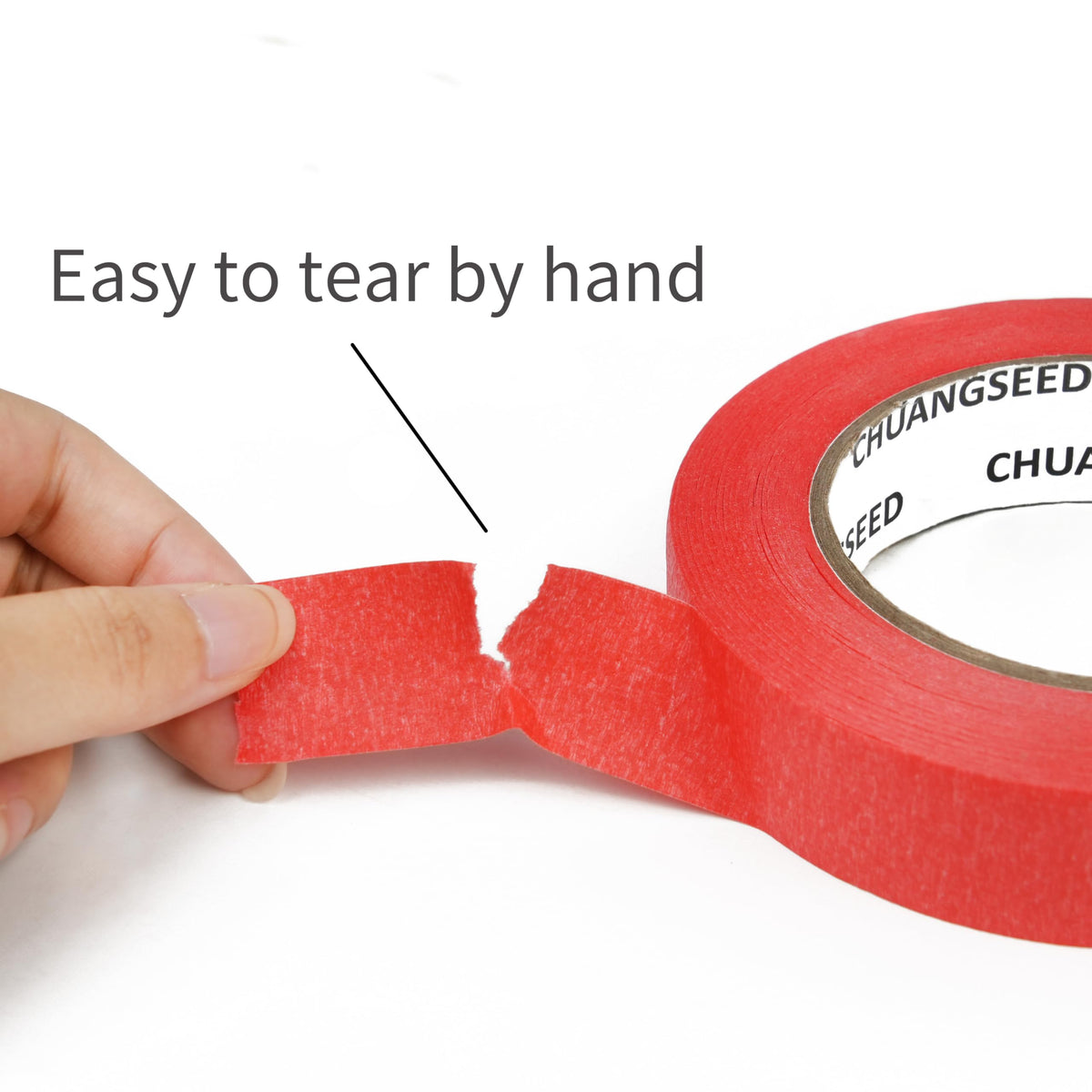 CHUANGSEED red tape on wood surface with clean removal.