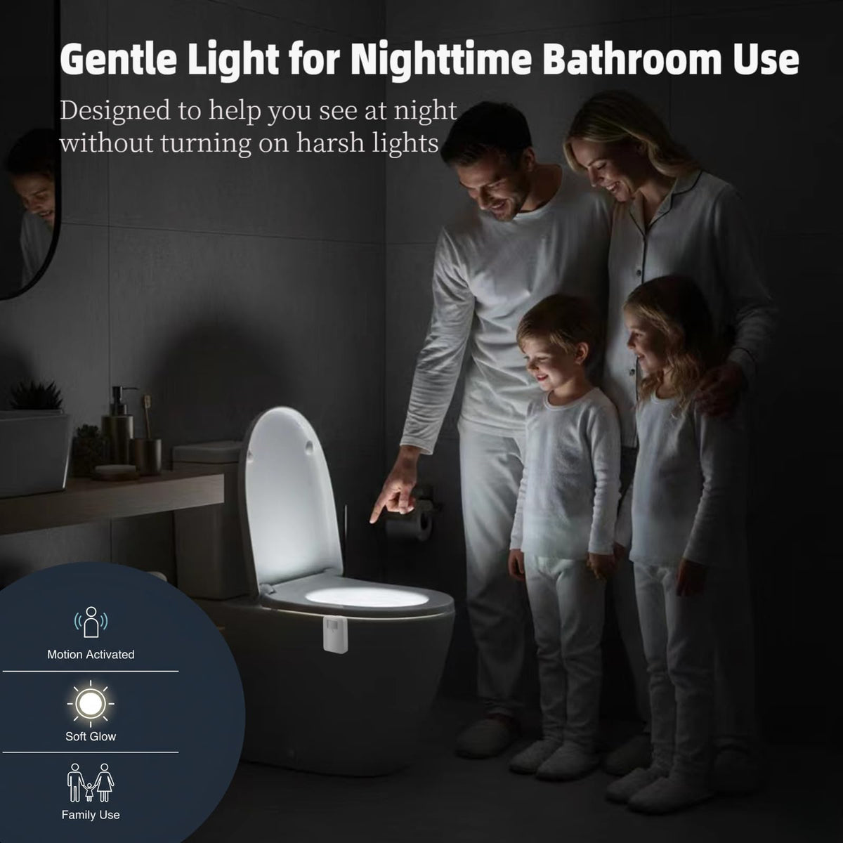 Chunace waterproof and easy-to-clean bathroom night light