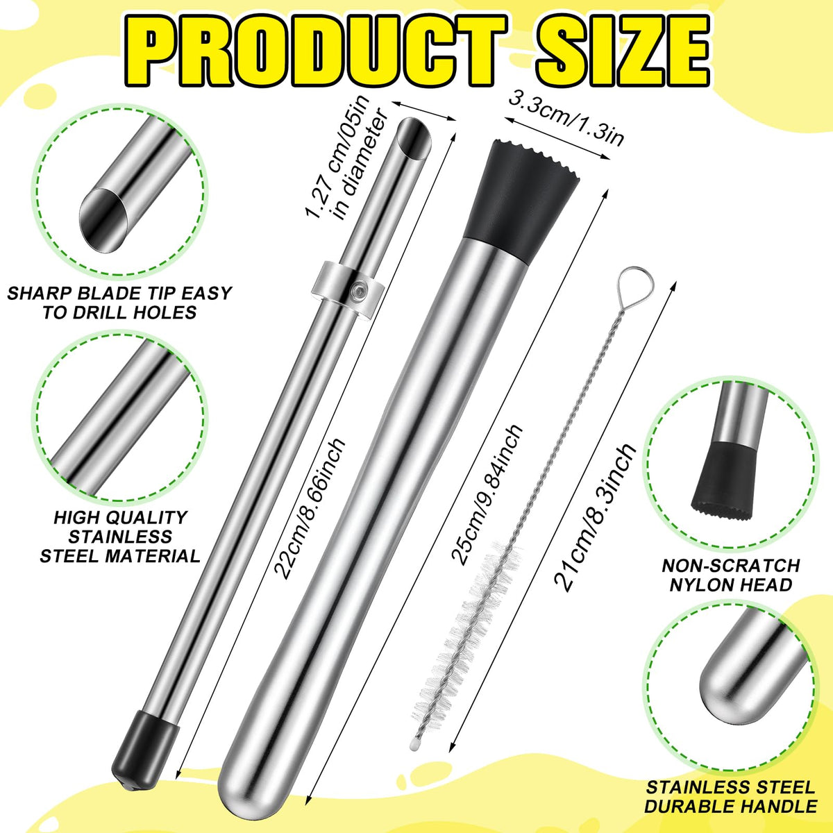 Chunful straw brush for quick straw hygiene maintenance