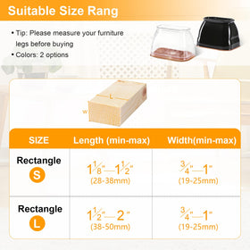 CHUNZEXI rectangle leg protectors on a chair leg illustrating slip-on fit